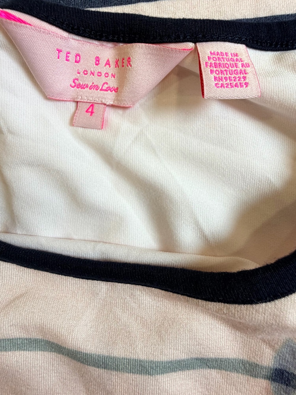 Ted Baker Laya Peony Stripped Midi Dress Size 4 - Picture 6 of 7